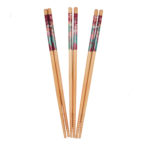 Chopsticks Wooden (Dark Red&green) 10 Pairs /bag