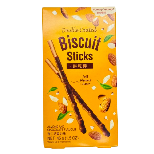 Double Coated Biscuits Sticks Almond & Chocolate Flavour 45gr