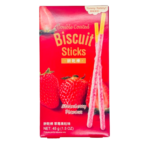 Double Coated Biscuits Sticks Double Strawberry Flavour 45gr
