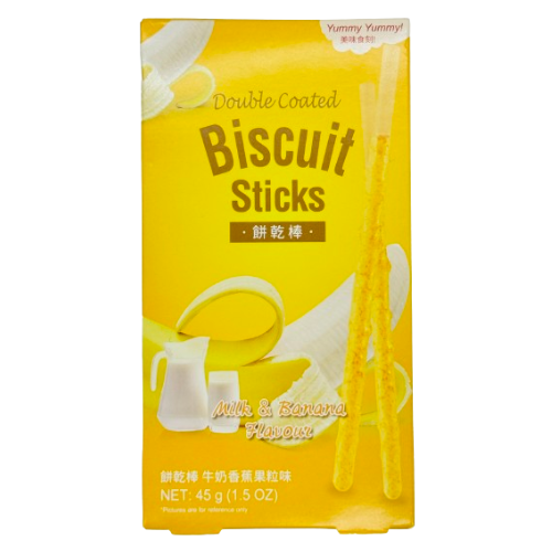 Double Coated Biscuits Sticks Milk & Banana Flavour Flavour 45gr