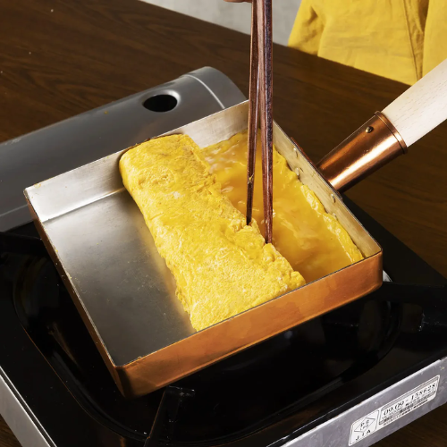 Tamagoyaki Japanese Omelette Pan (copper square 21cm X 21cm) with Wooden Lid
