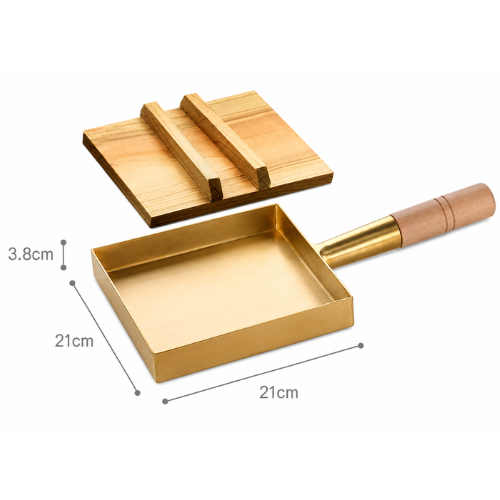 Tamagoyaki Japanese Omelette Pan (copper square 21cm X 21cm) with Wooden Lid