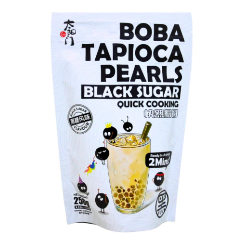 TYM Quick Cooking Boba Tapioca Balls Black Sugar Flavour 250gr