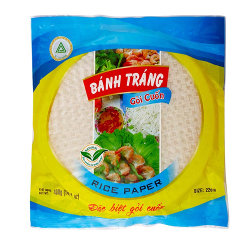 Square Vietnamese Fresh Rice Paper  22cm X 22cm for Spring Roll 400gr ( Duy Anh  )