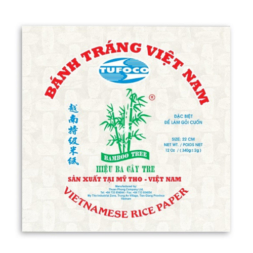 Rice Paper Bamboo Tree Fresh 22cm Square 340g
