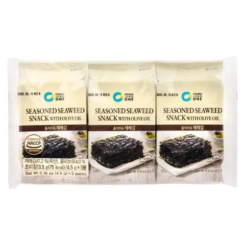 Seaweed Snack with Olive Oil 3 X 4.5g ( CHUNG JUNG ONE)